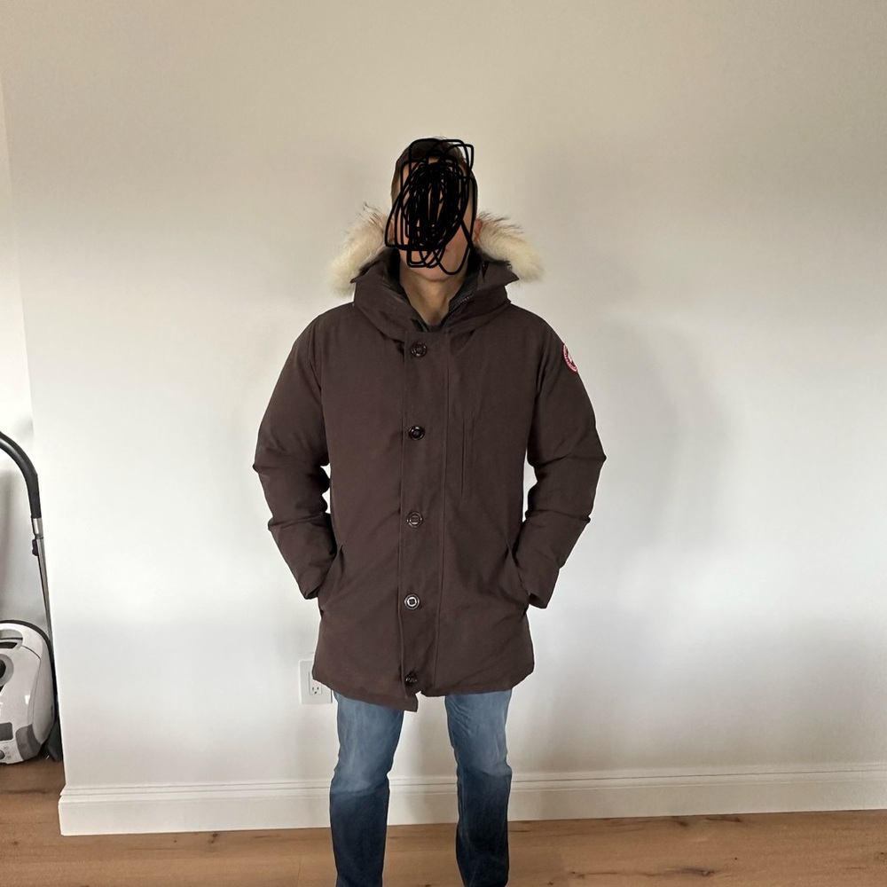 Canada Goose Men's Dark Brown Parka Puffer with Fur Hood